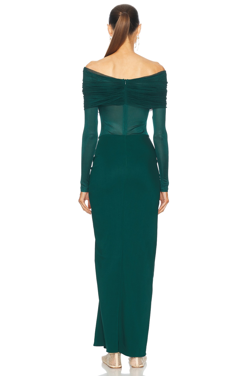 Christopher Esber Sonora Veiled Long Sleeve Ruched Dress thumbnail