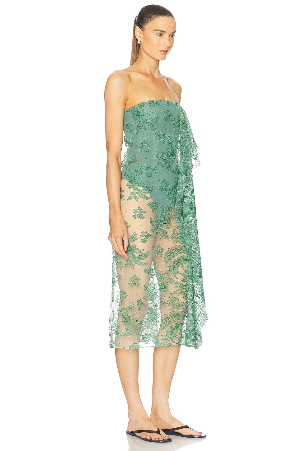 Floating Lace Strapless Dress - Thumbnail 2