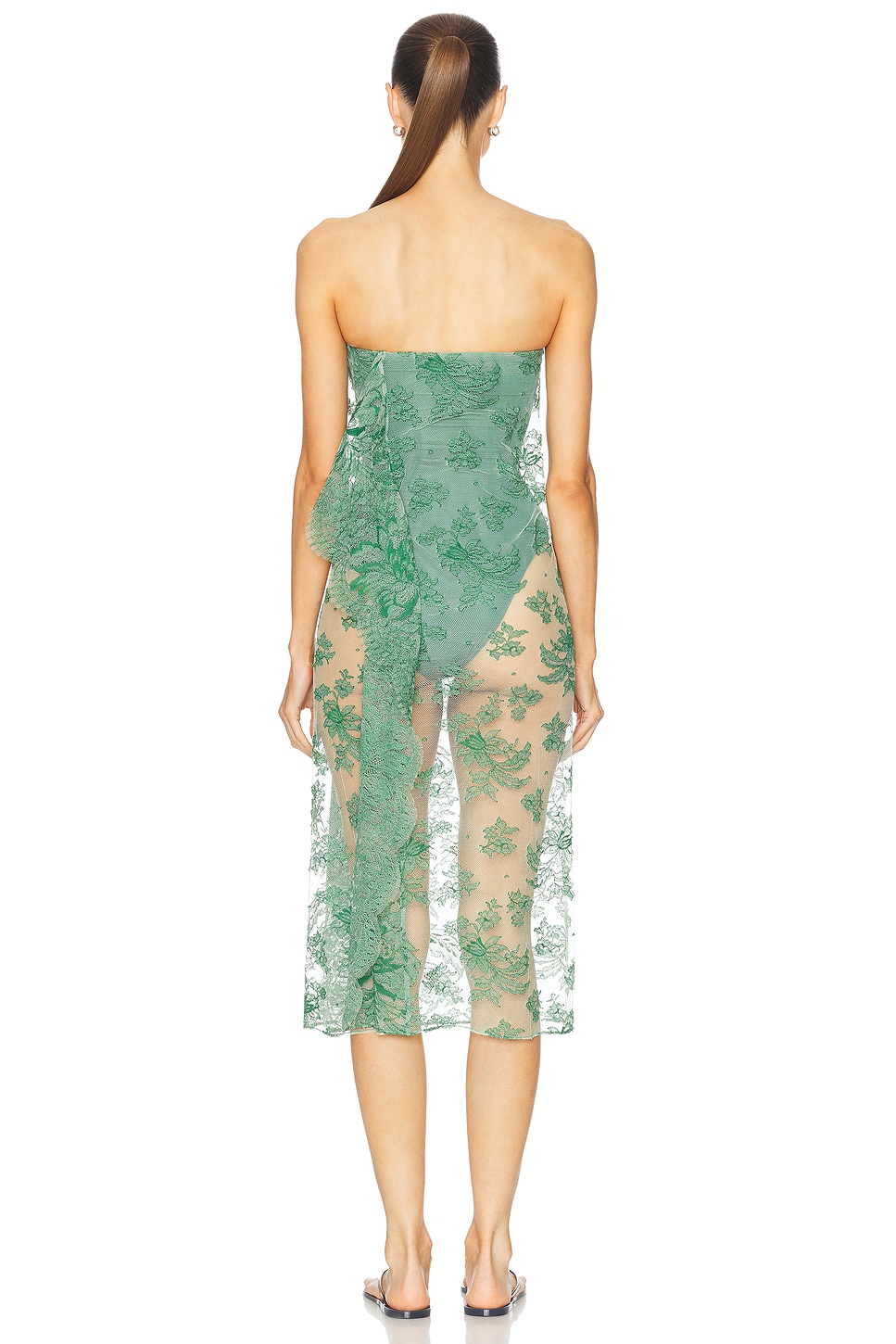 Floating Lace Strapless Dress - Thumbnail 4