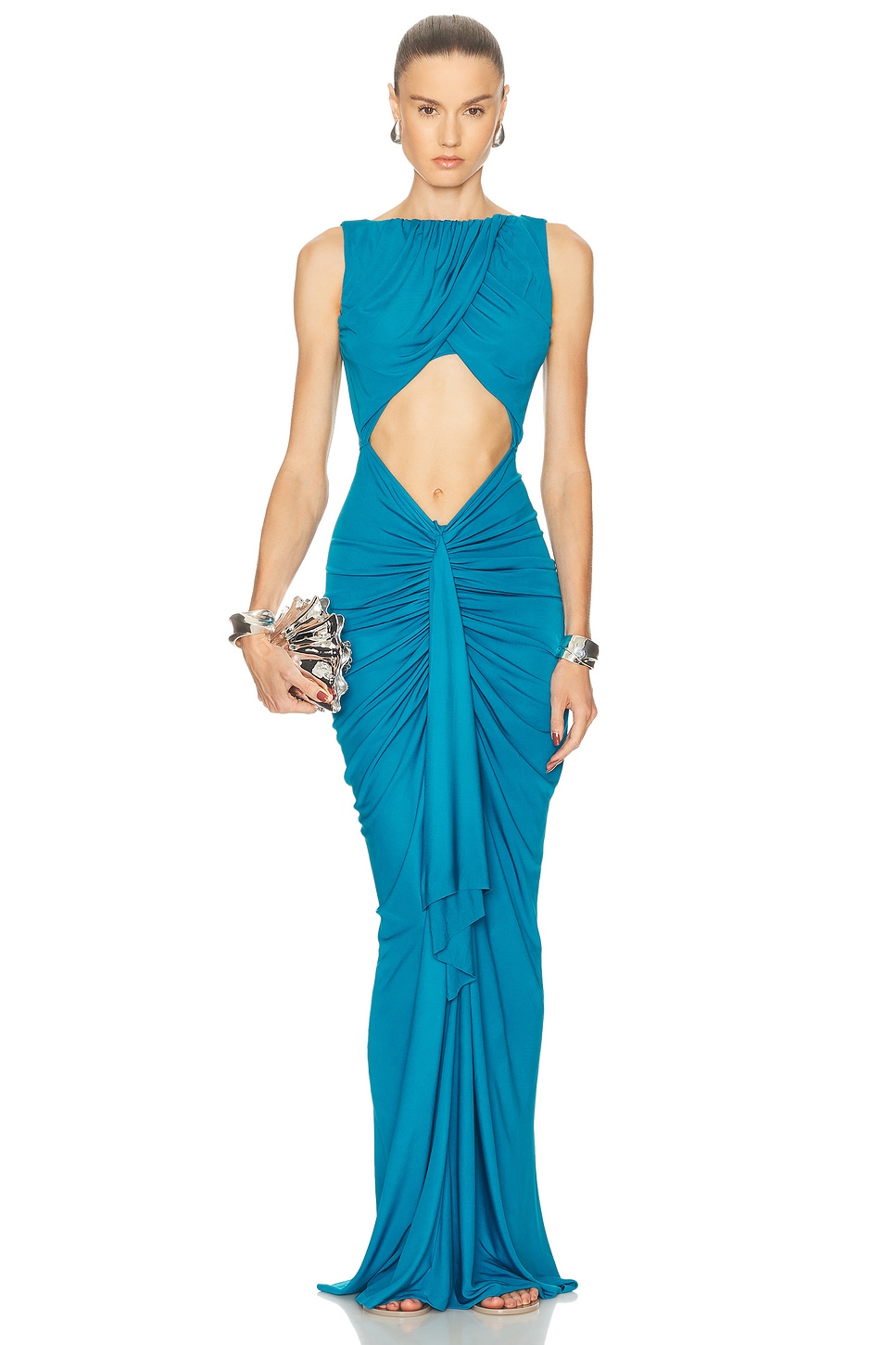 Image 1 of Christopher Esber Bateau Drape Disconnect Tank Dress in Lake