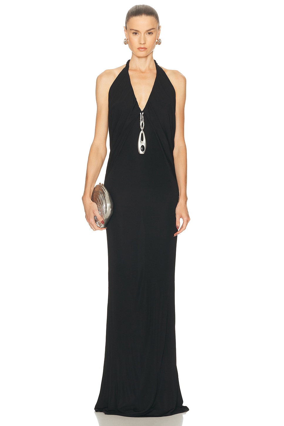 Image 1 of Christopher Esber Lavalliere Draped Jersey Halter Dress in Black