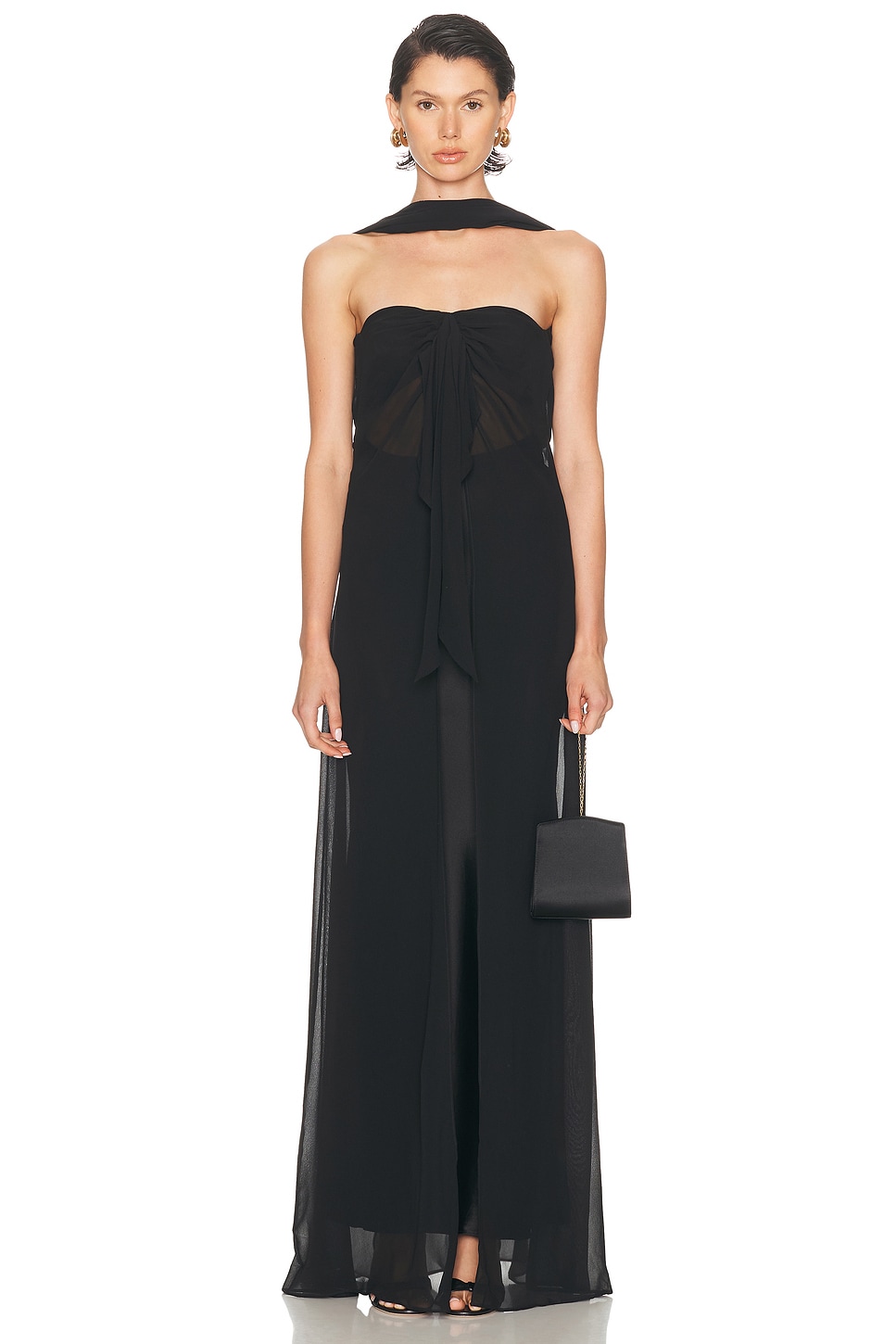 Image 1 of Christopher Esber Reverse Halter Silk Dress in Black
