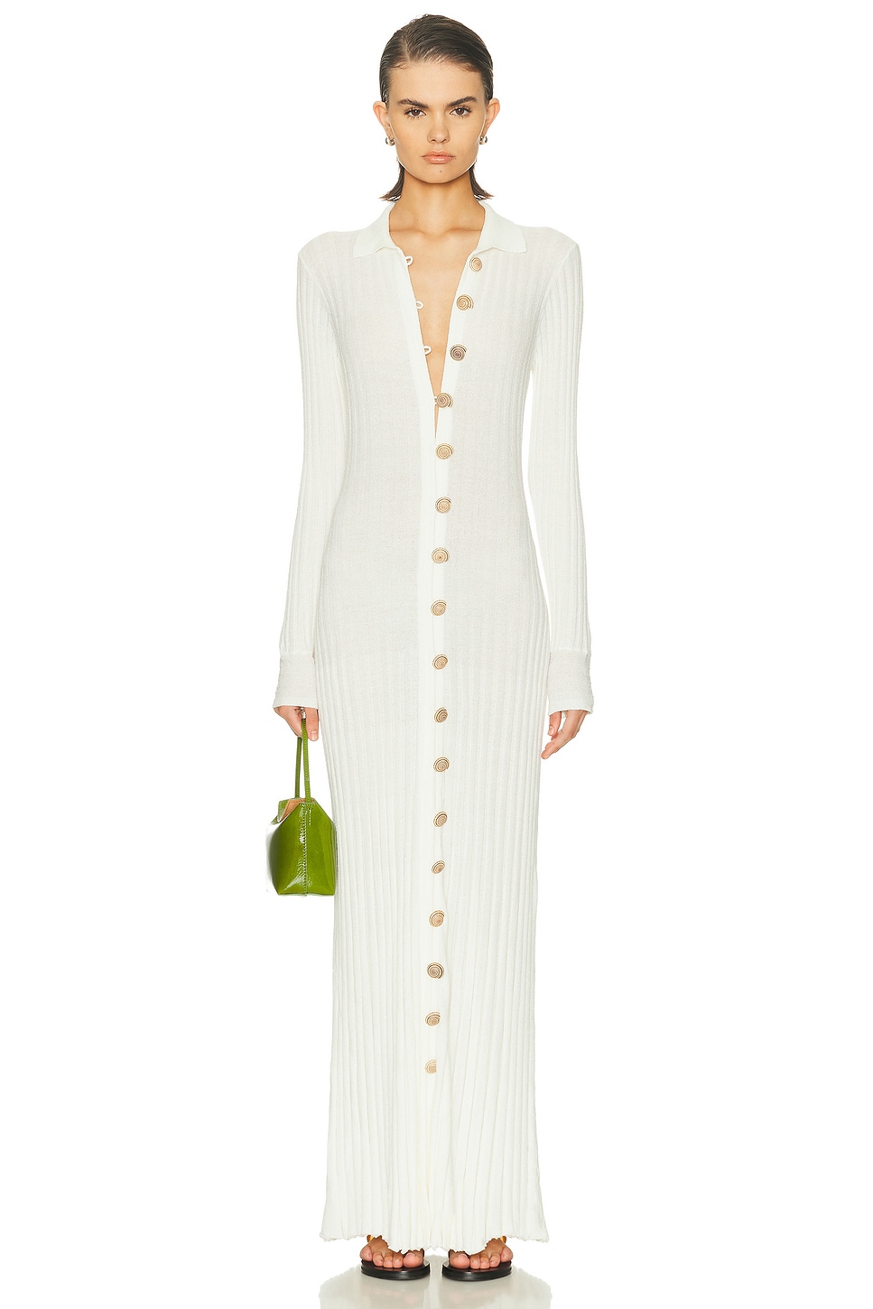 Christopher Esber Sundial Shell Knit Cardigan Dress In White