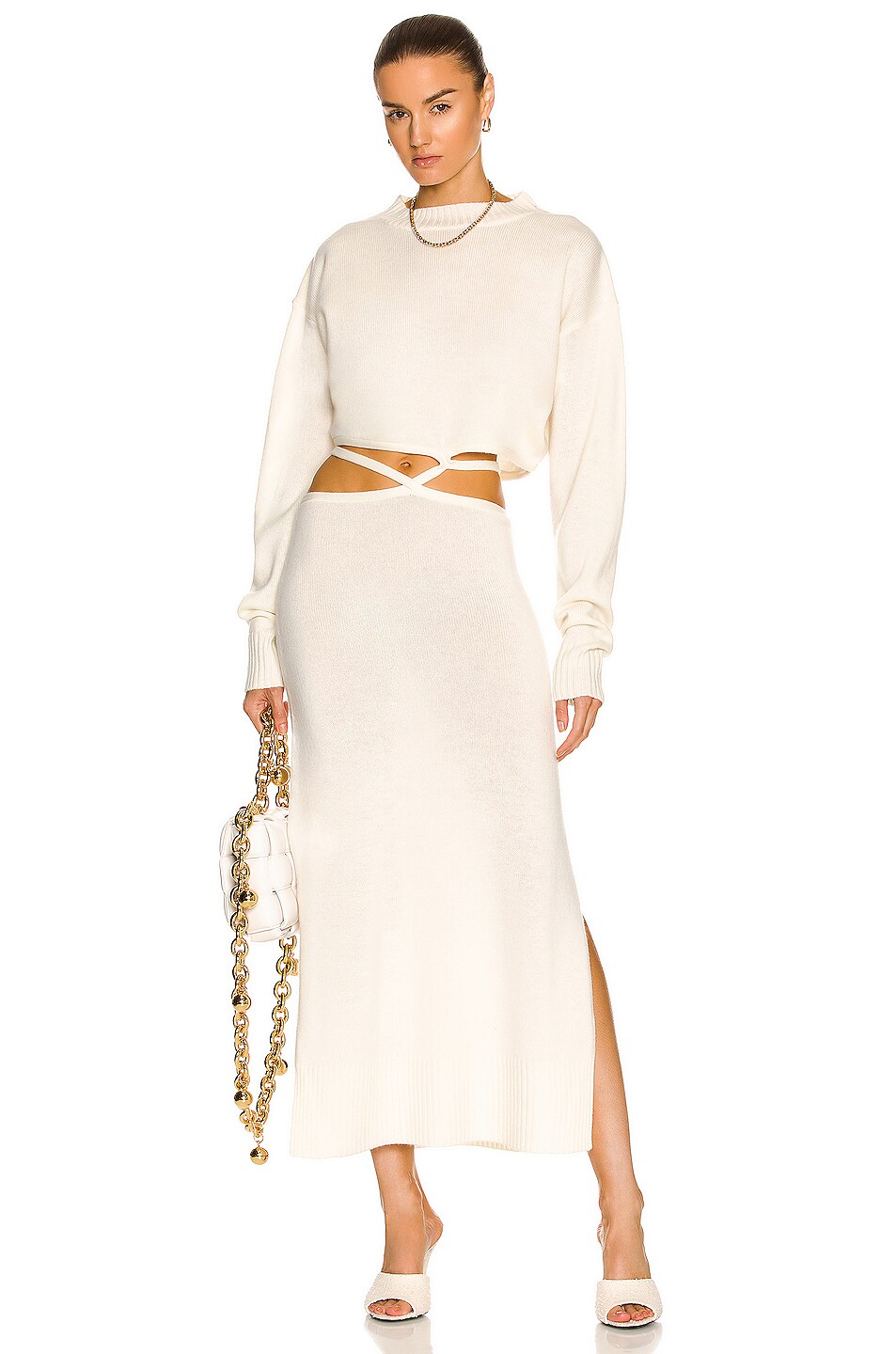 Image 1 of Christopher Esber Knit Tie Sweater Dress in Cream