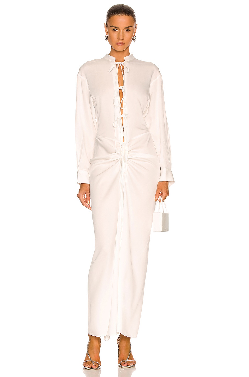 Christopher Esber Bertoia Long Sleeve Ruched Dress in White | FWRD