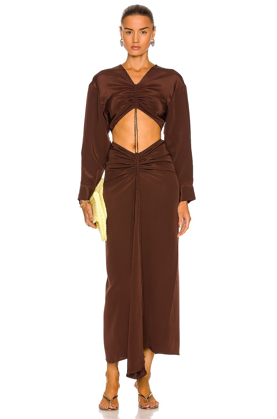 CHRISTOPHER ESBER BLACK RUCHED DISCONNECT SHIRT + SKIRT SET main image 1