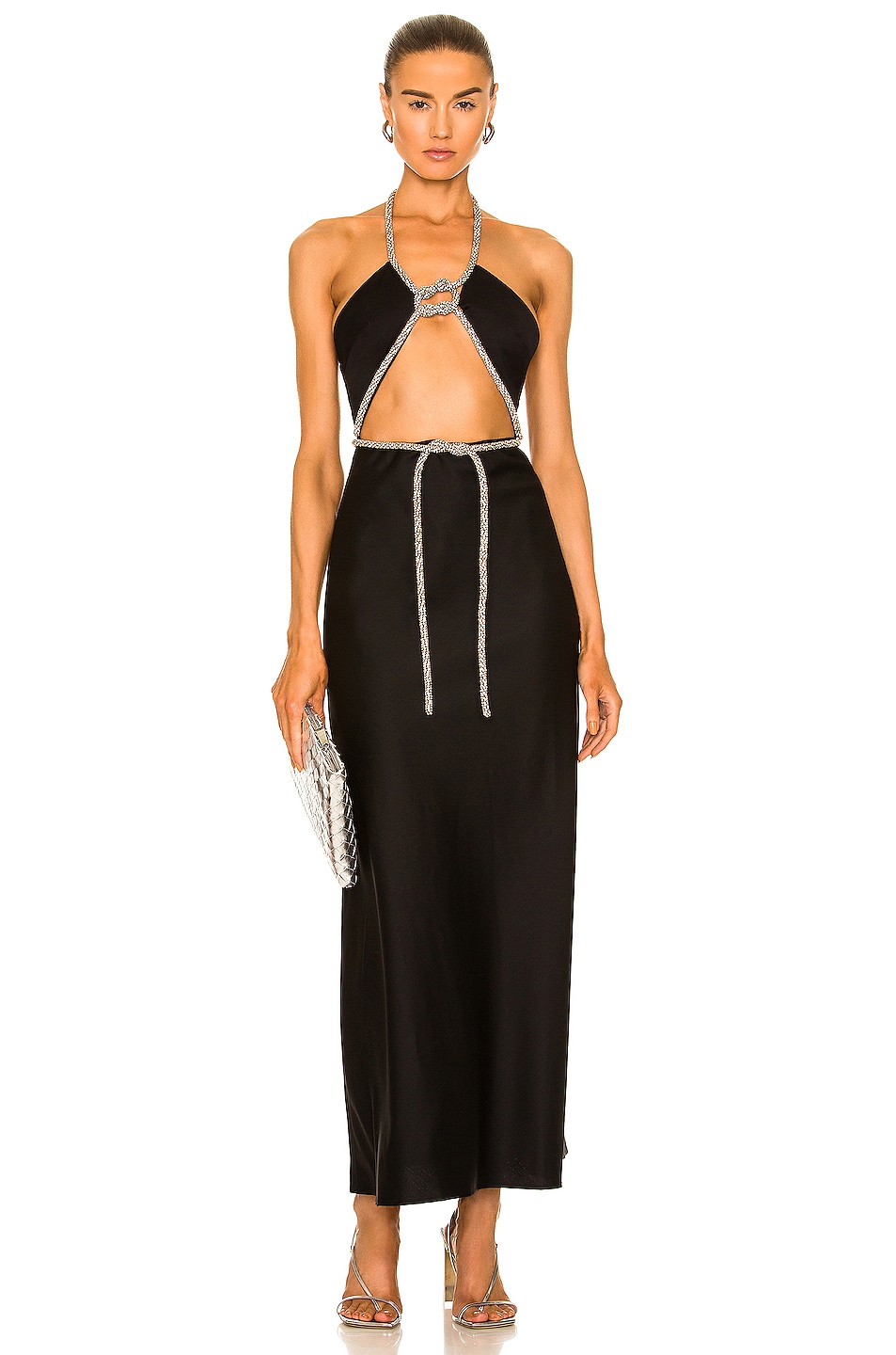 Image 1 of Christopher Esber Crystal Rope Disconnect Dress in Black & Ruby Crystal