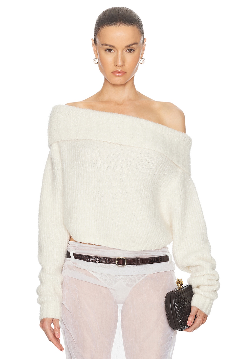 Boucle Knit Shrug in Cream