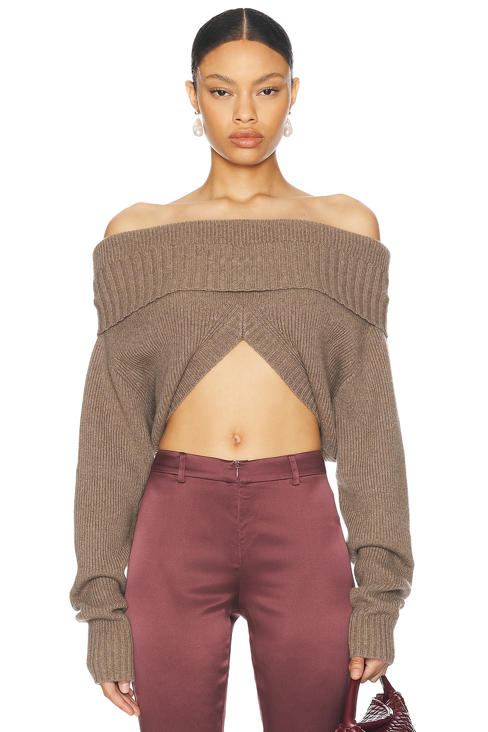 Christopher Esber Cashmere Knit Shrug In Taupe