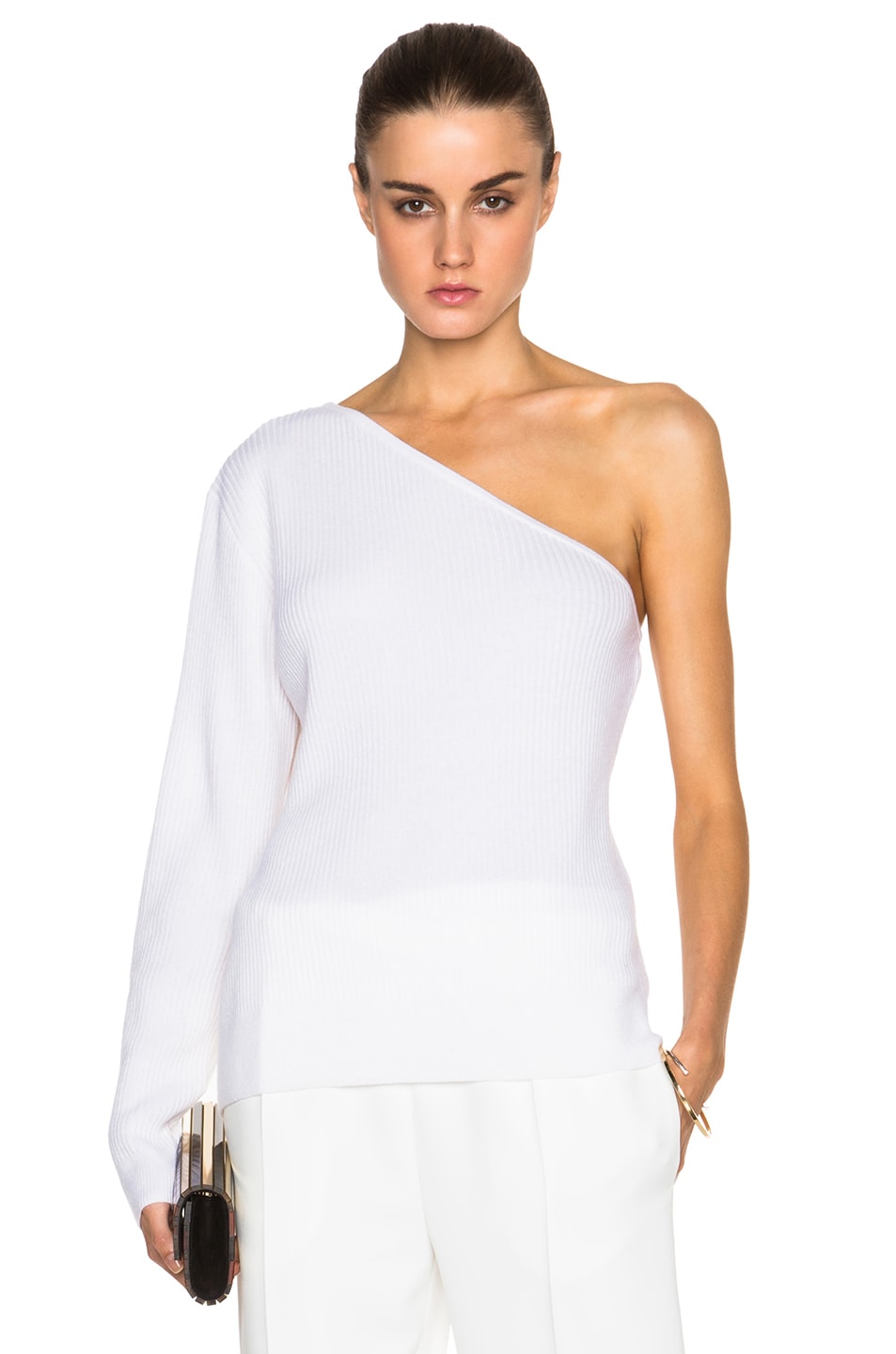 Image 1 of Christopher Esber One Sleeve Cashmere Knit Jumper in Cream