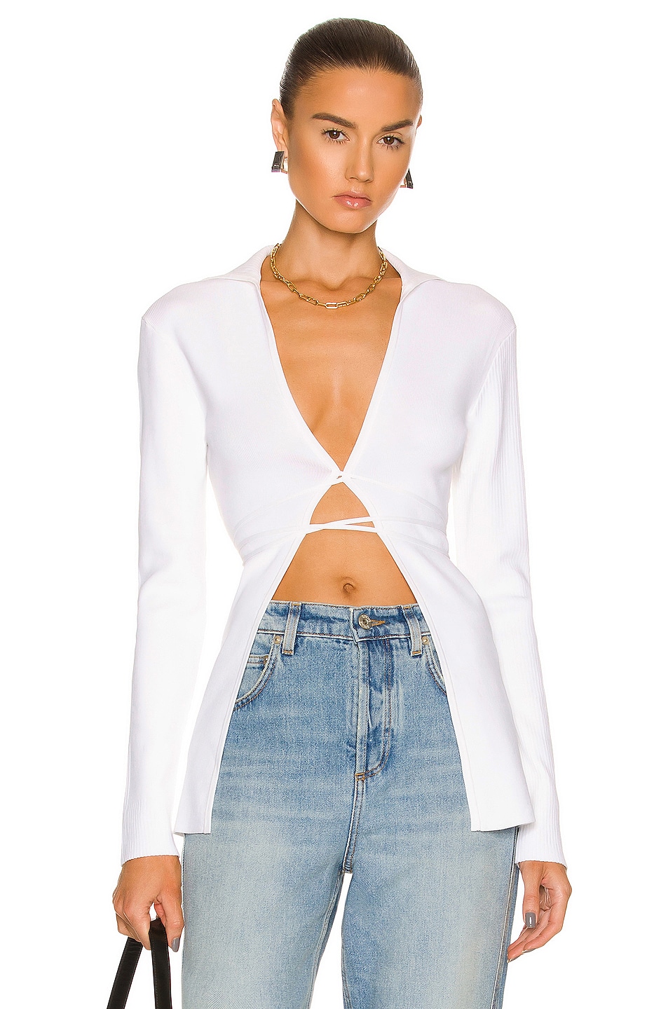 Image 1 of Christopher Esber Tie Front Cardigan in White