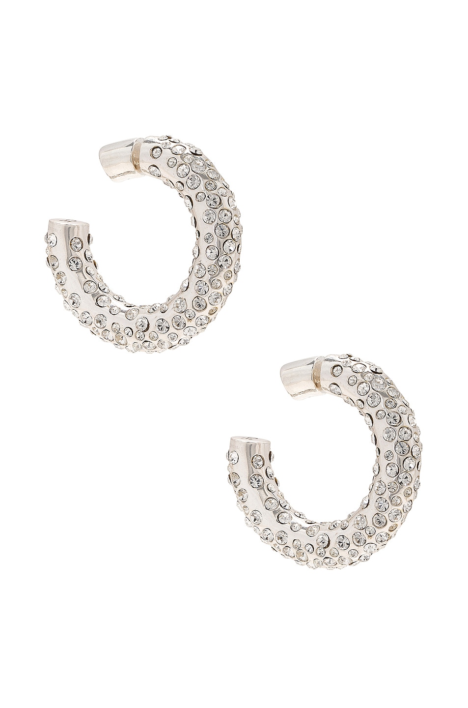 Image 1 of Christopher Esber Reversed Pave Crystal Hoop Earrings in Silver