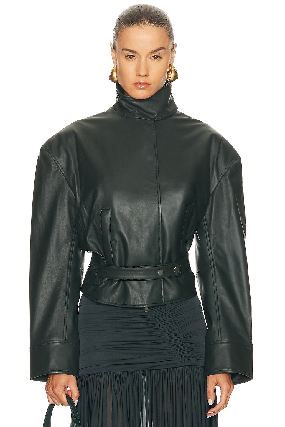 Image 1 of Christopher Esber Eddi Leather Jacket in Licorice