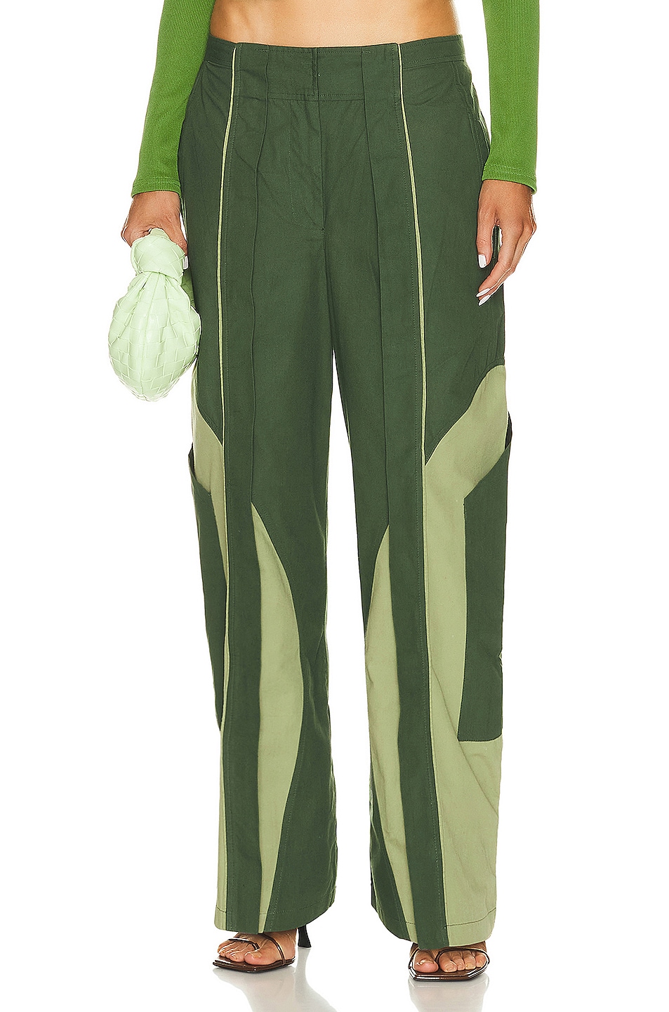 Image 1 of Christopher Esber Cocosolo Duo Tone Trouser in BOTTLE GREEN MULTI