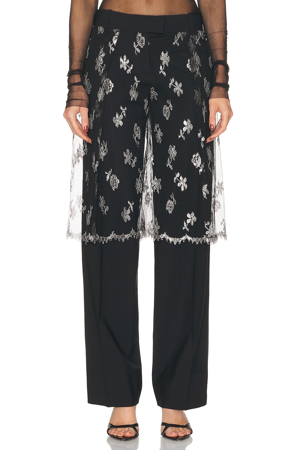 Image 1 of Christopher Esber Lace Sarong Wool Trouser in Black