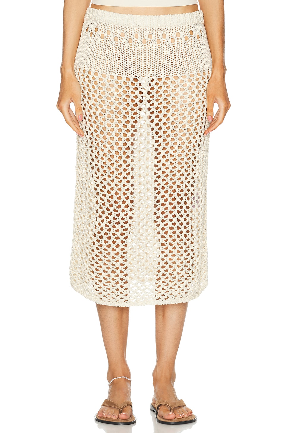 Image 1 of Christopher Esber Pointelle Fractus Skirt in Cream