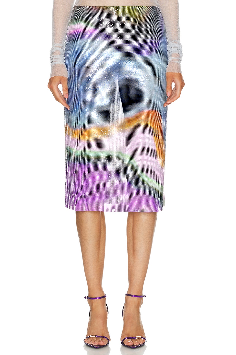 Image 1 of Christopher Esber Aura Glowmesh Midi Skirt in Aura Print