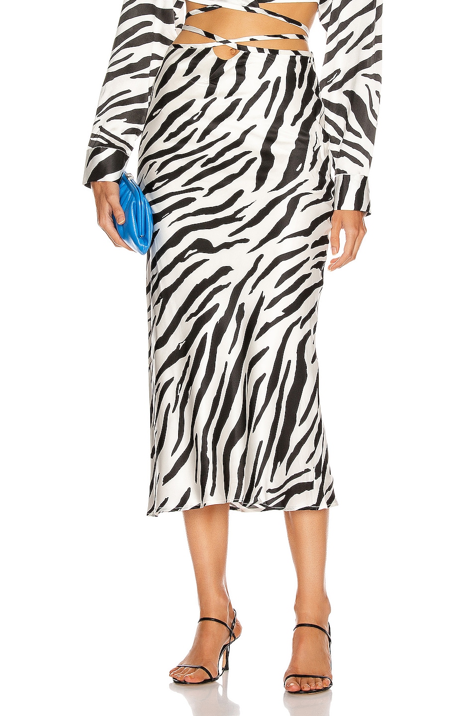 Image 1 of Christopher Esber Wrapped Tie Skirt in Brushed Zebra