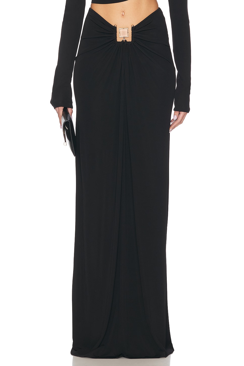 Image 1 of Christopher Esber Bezel Quartz Ruched Skirt in Black