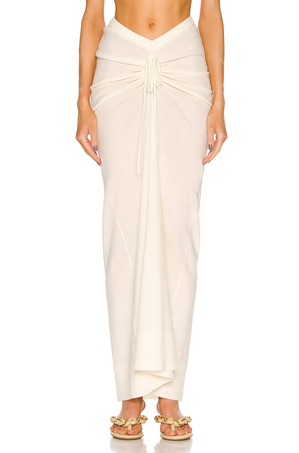 Image 1 of Christopher Esber Elongated Ruched Tie Skirt in Cream