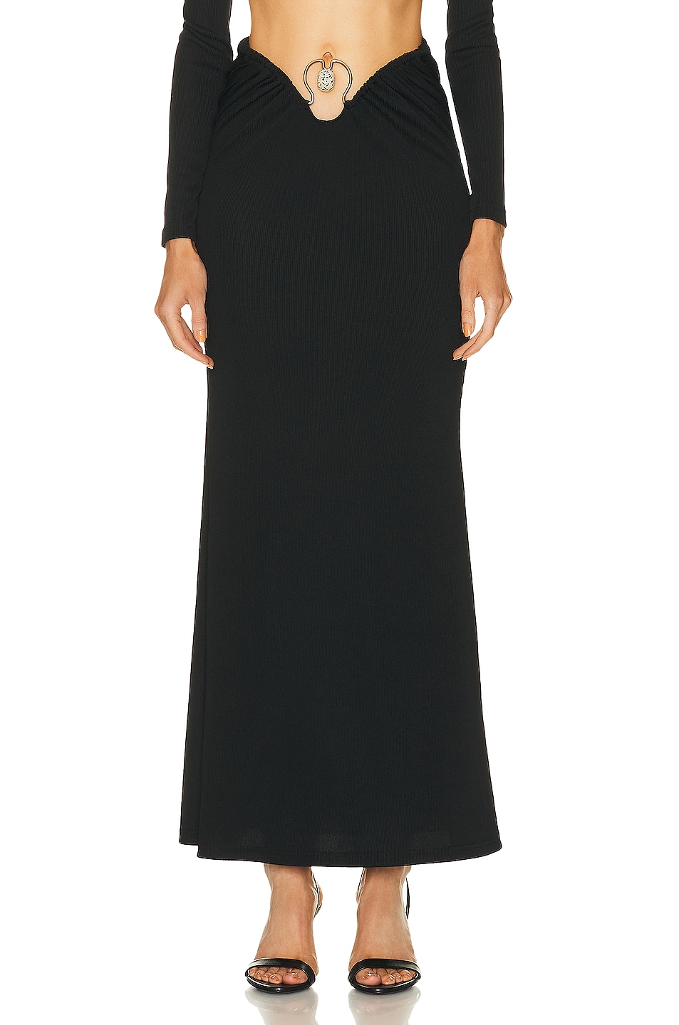 CHRISTOPHER ESBER BLACK RUCHED DISCONNECT SHIRT + SKIRT SET