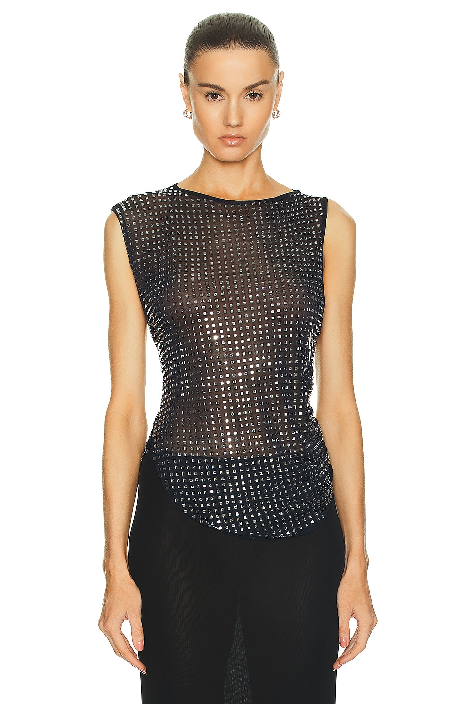 Image 1 of Christopher Esber Cristalla Asymmetric Knit Top in Ink