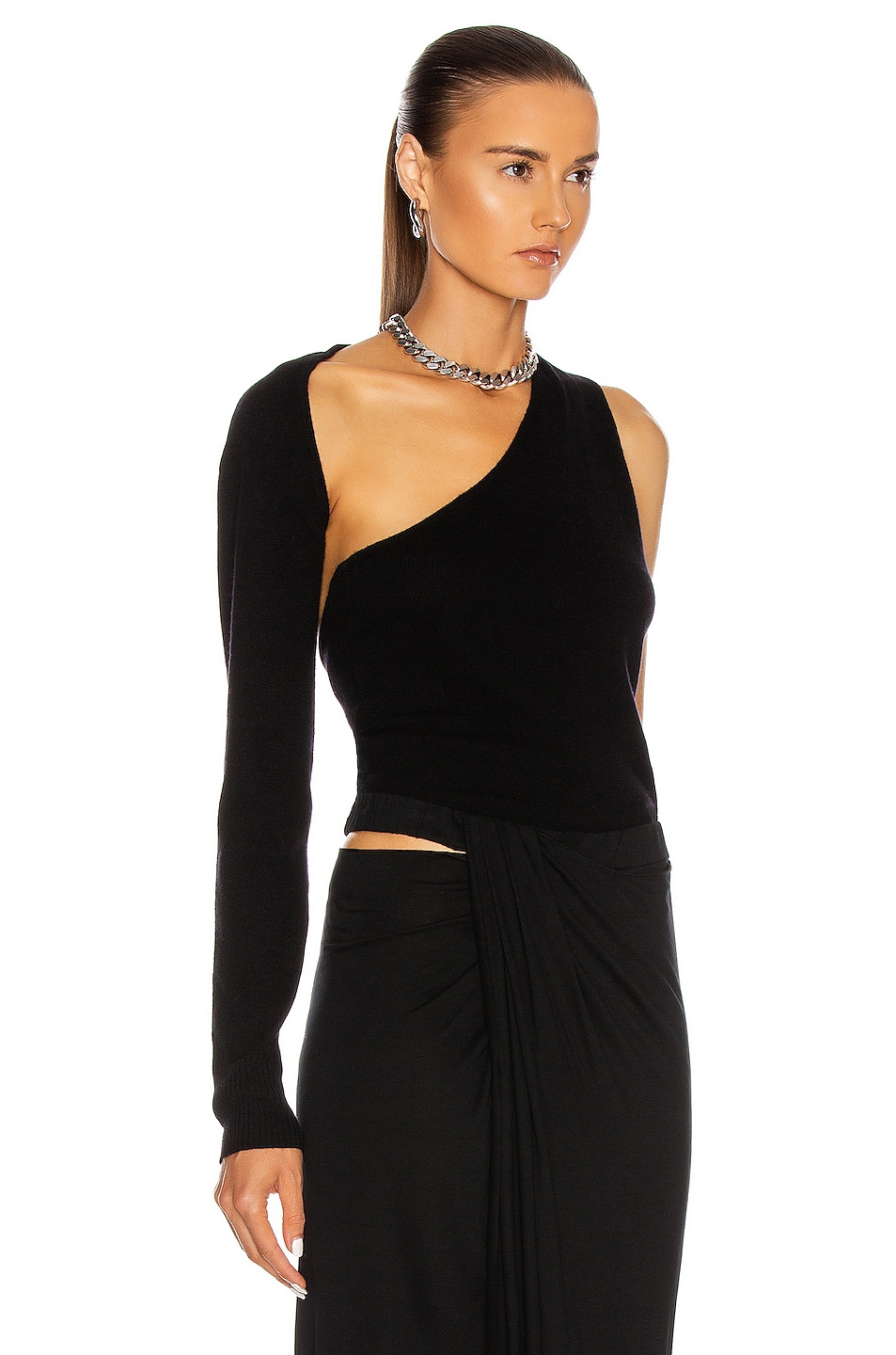 Christopher Esber One Shoulder Sling Knit Top in Black | FWRD