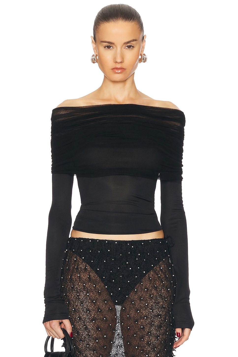 Image 1 of Christopher Esber Sonora Veiled Long Sleeve Top in Black