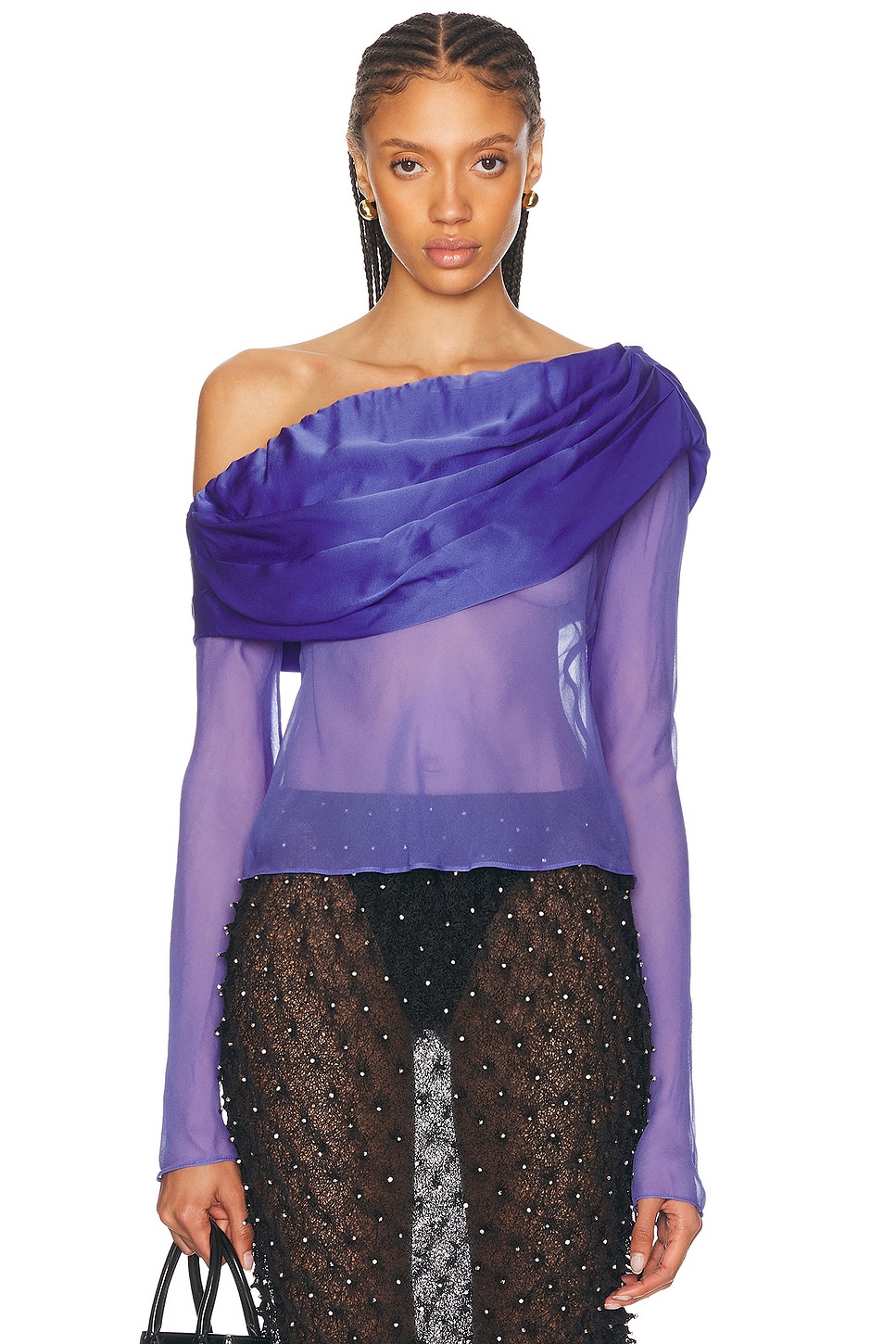 Image 1 of Christopher Esber Silk Draped Shawl Top in Sodalite