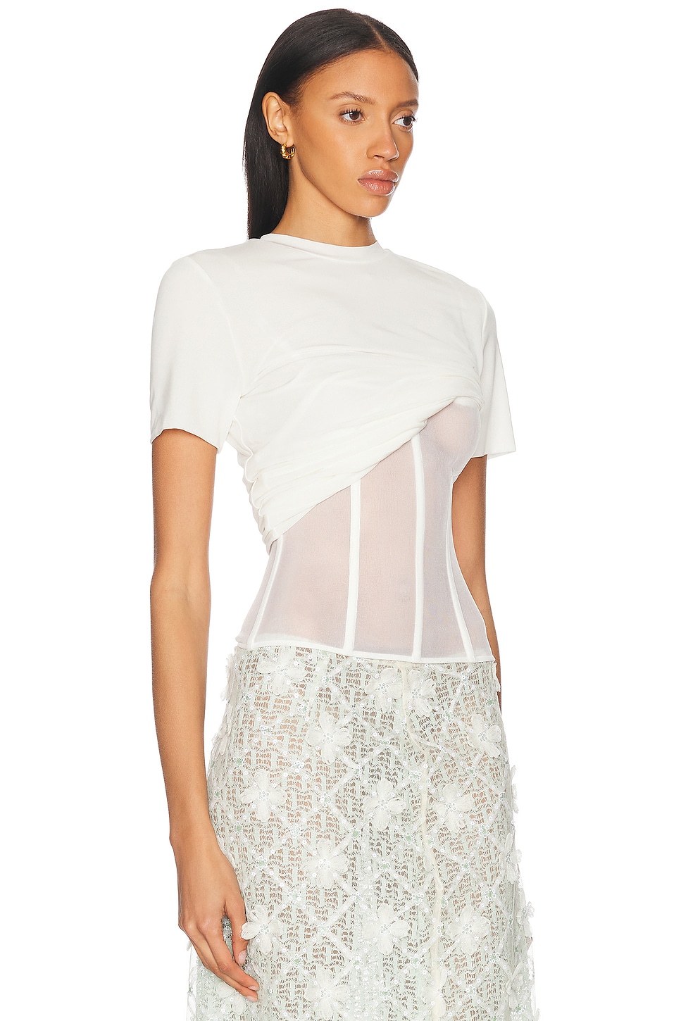 Coiled Jersey Corseted Tee - Thumbnail 4