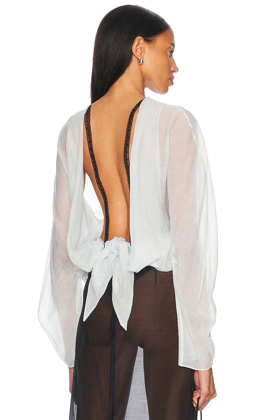 Image 1 of Christopher Esber Latticed Lace Shrug Top in Clear Blue