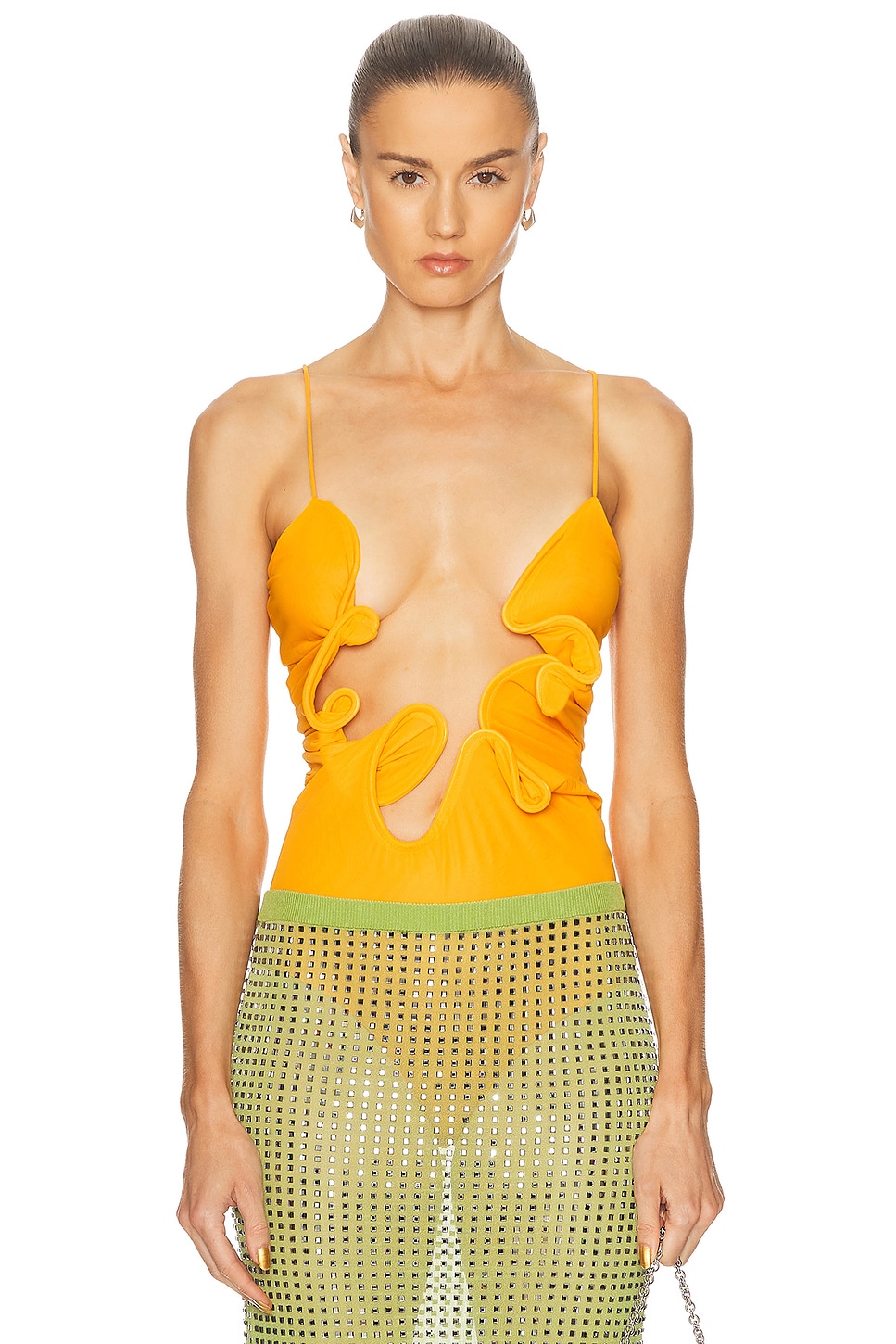 Image 1 of Christopher Esber Molded Venusa Bodysuit in Tangelo