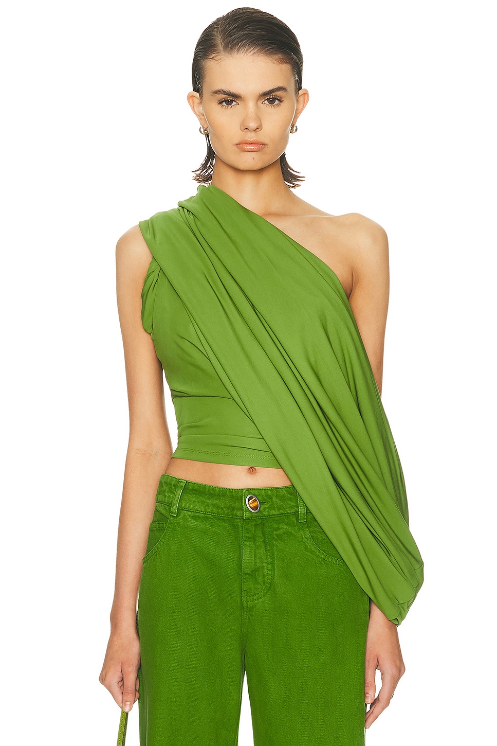 Image 1 of Christopher Esber Aiba Draped Jersey Tee in Cactus