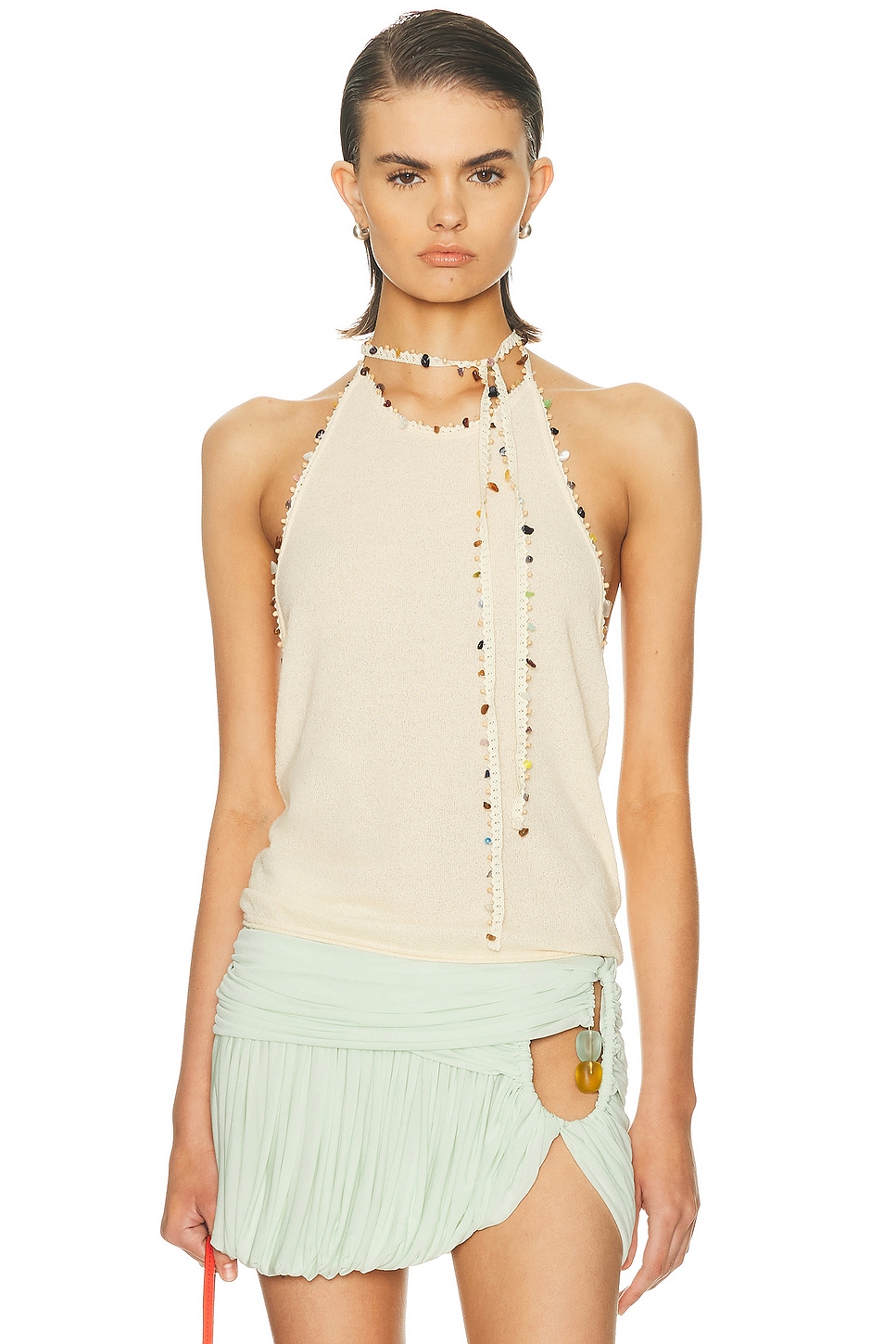 Image 1 of Christopher Esber Beach Quartz Halter Tank Top in Bone