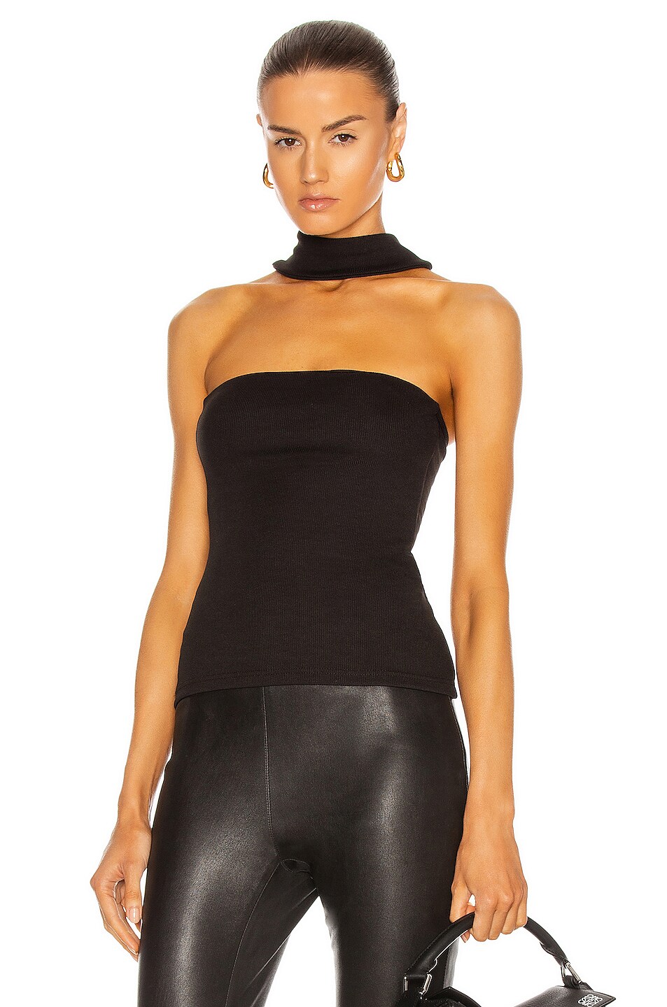 Christopher Esber Reverse T Bar Halter Top In Black FWRD Christopher Esber Reverse T Bar Halter Top In Black FWRD