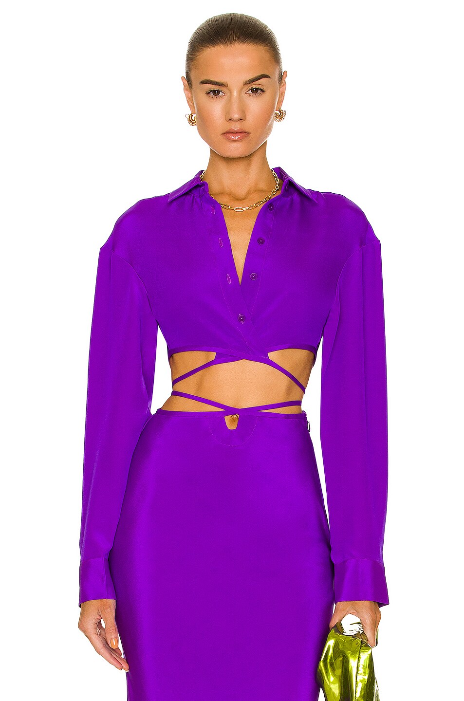 Image 1 of Christopher Esber Cropped Tie Shirt in Amethyst