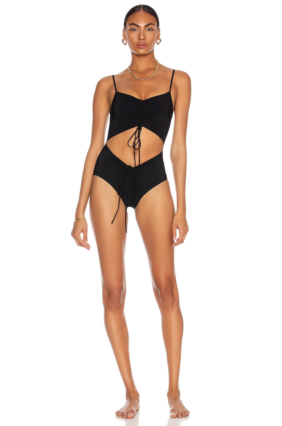 Image 1 of Christopher Esber Ruched Disconnect Swimsuit in Black