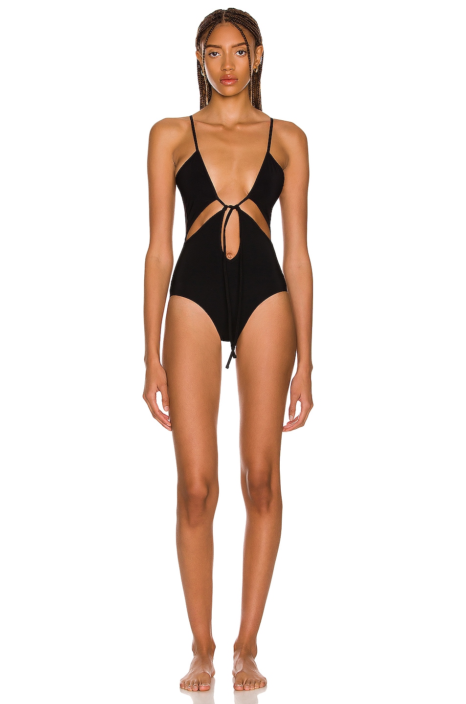Image 1 of Christopher Esber Angliase Tie Front Swimsuit in Black
