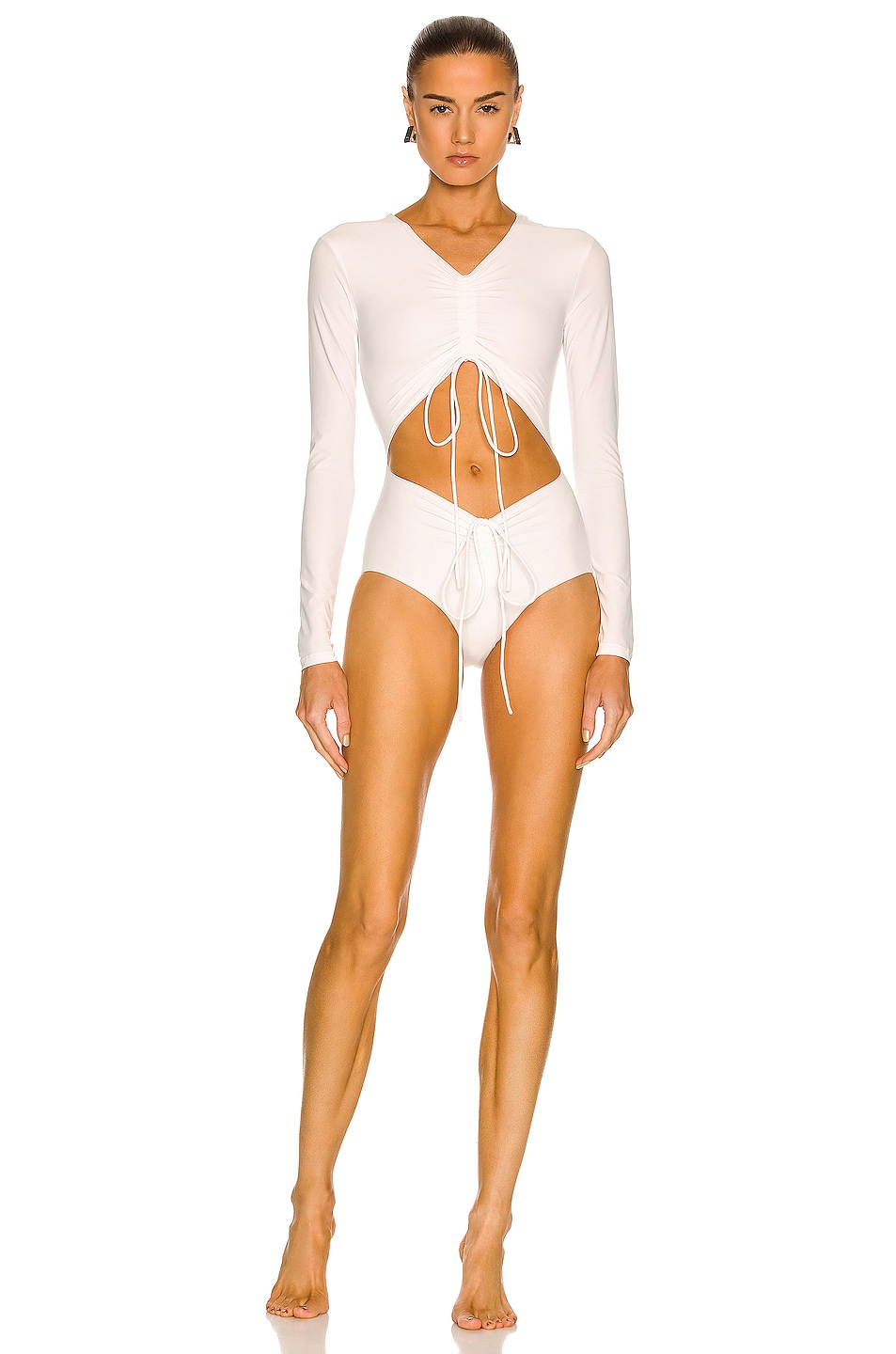 Image 1 of Christopher Esber Ruched Disconnect Swimsuit in White