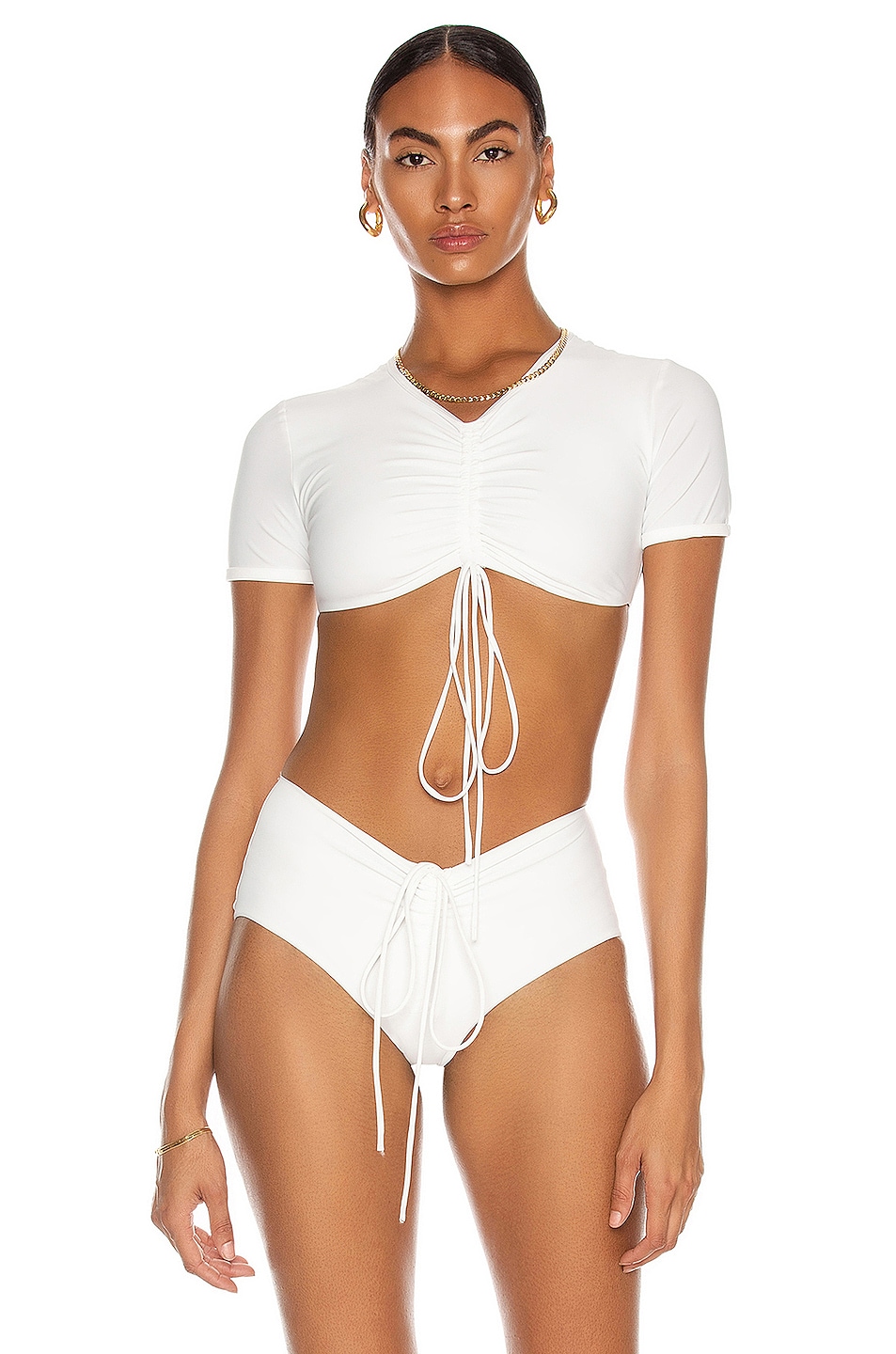 Image 1 of Christopher Esber Ruched Crop Sun Tee in White