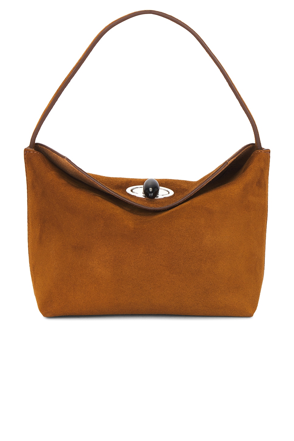 Turnlock Suede Mini Shoulder Bag in Brown