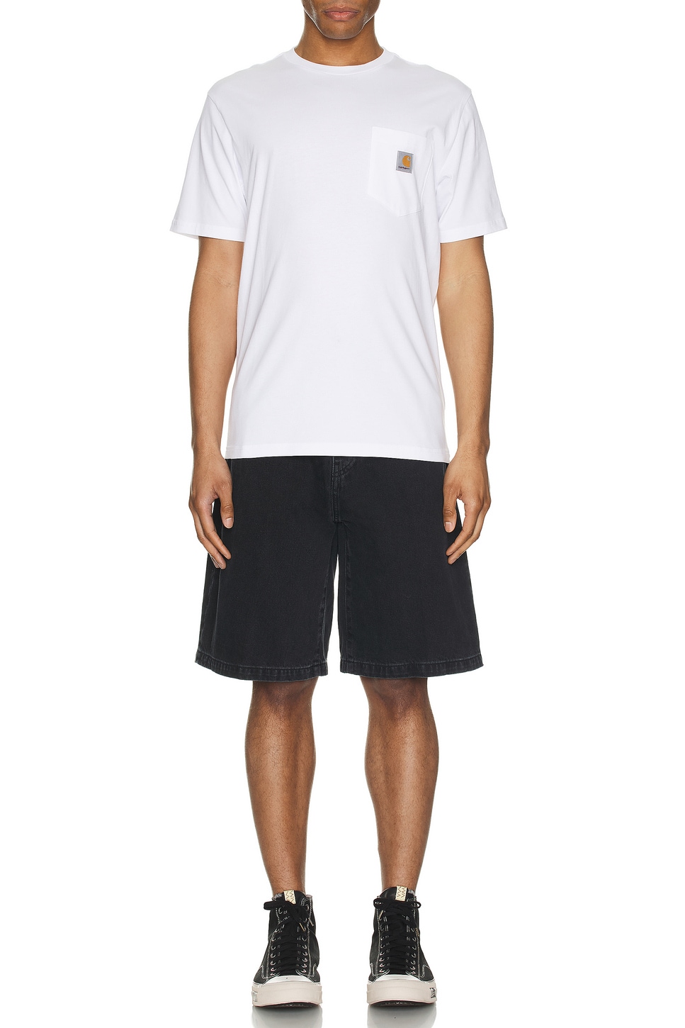 Image 1 of Carhartt WIP Landon Short in Black Stone Washed