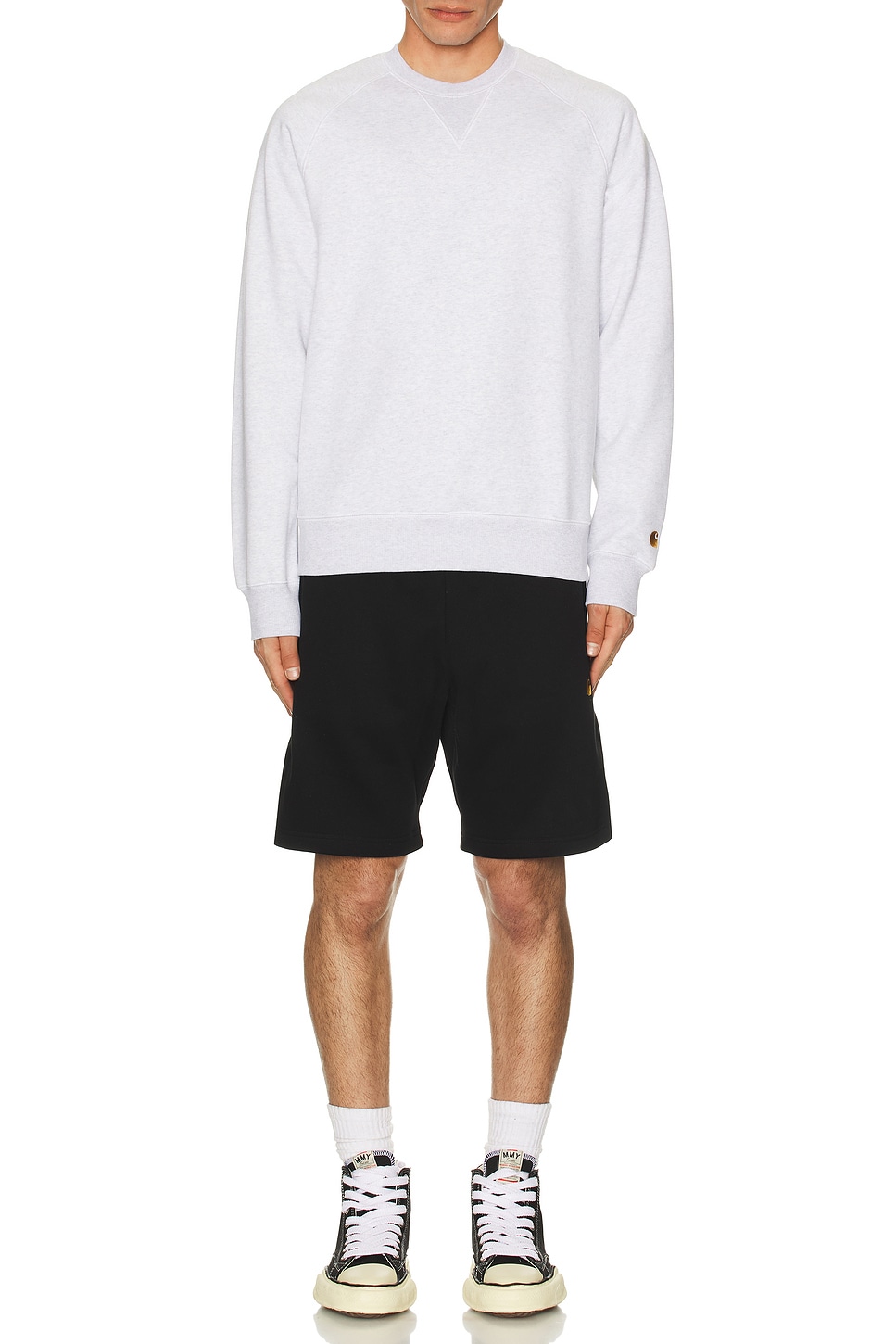 Image 1 of Carhartt WIP Chase Sweatshort in Black & Gold