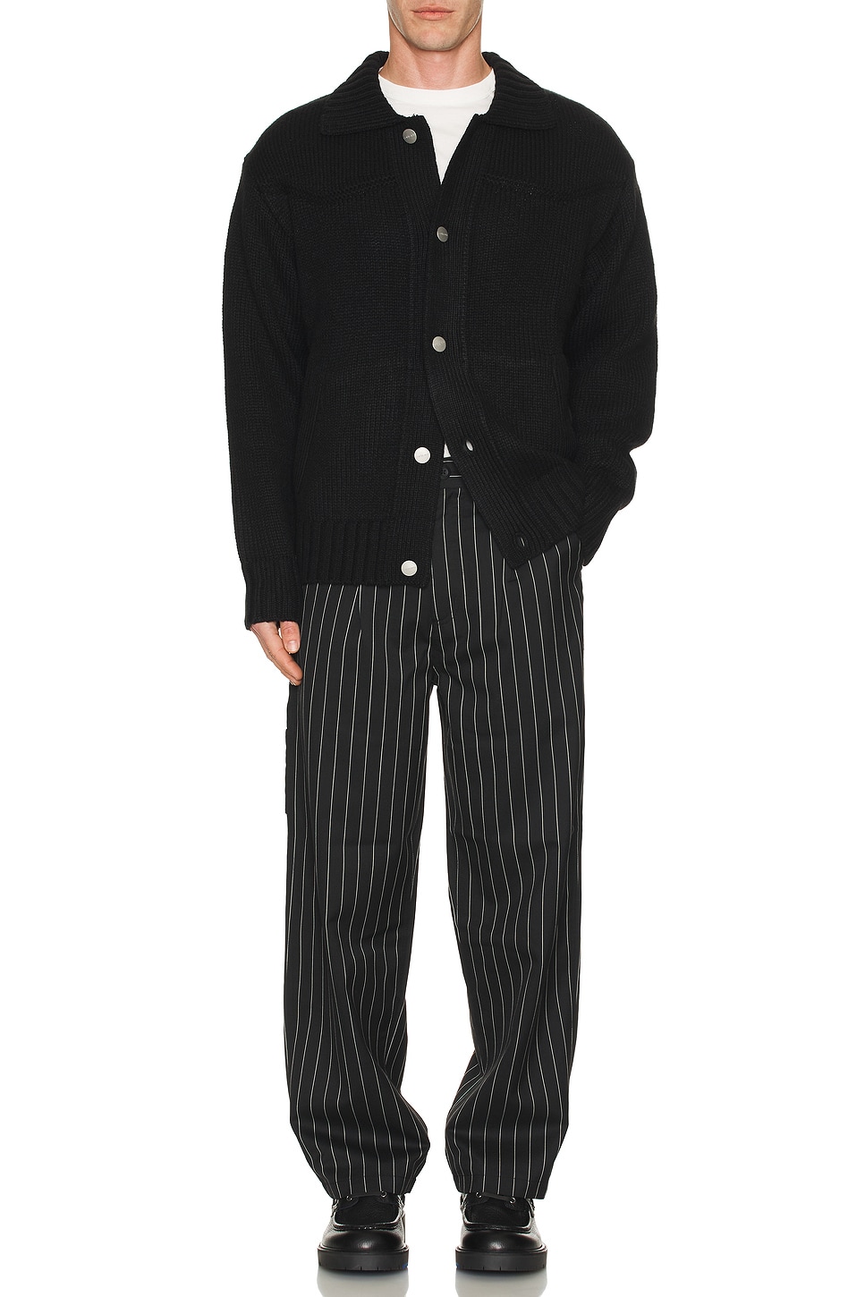 Image 1 of Carhartt WIP Santa Fe Cardigan in Black