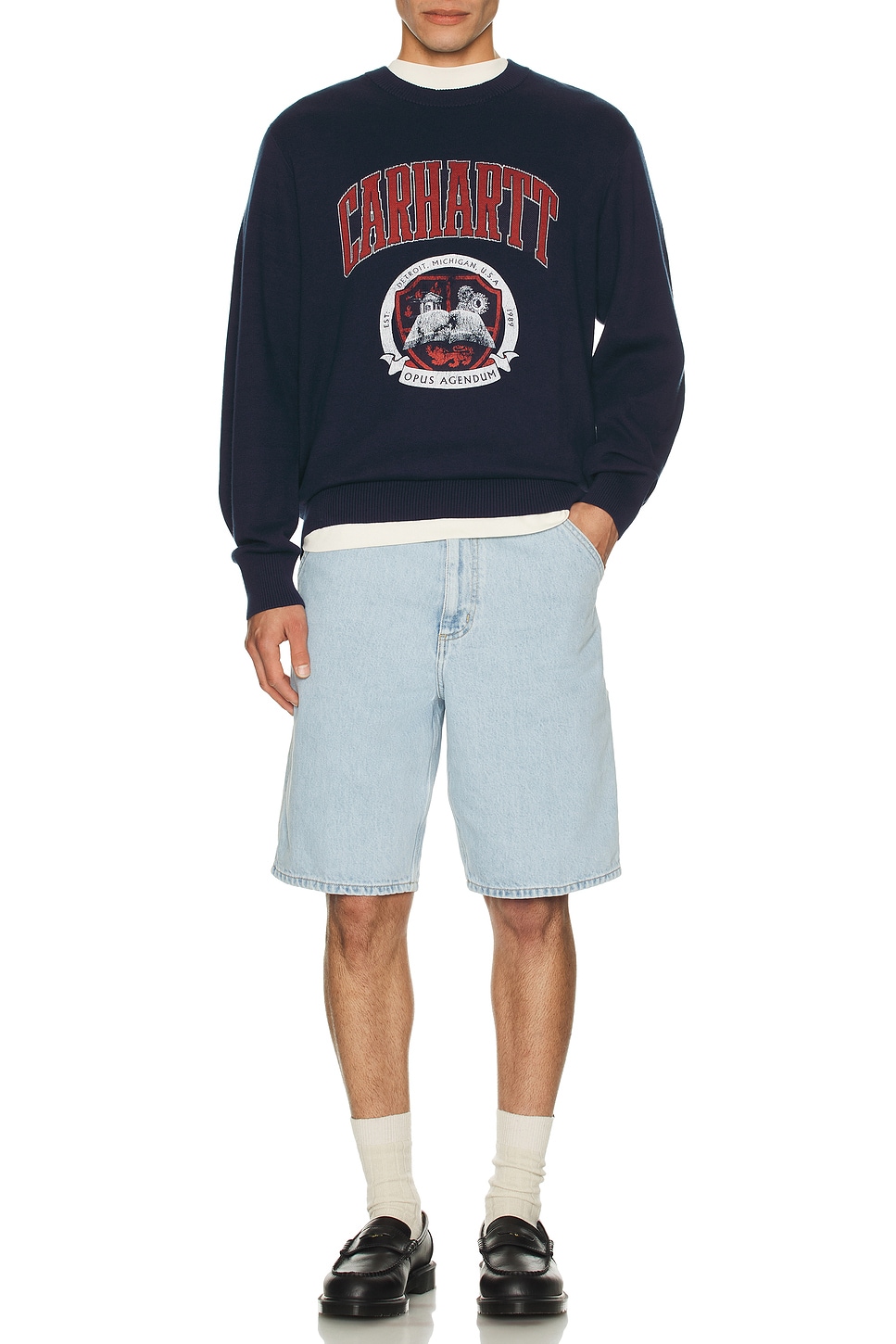 Image 1 of Carhartt WIP Library College Crew Neck Sweatshirt in Ink