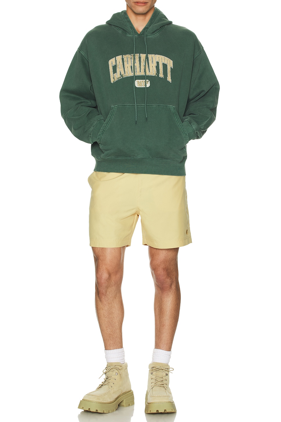 Image 1 of Carhartt WIP Library Pullover Hoodie in Garment Dyed Conifer