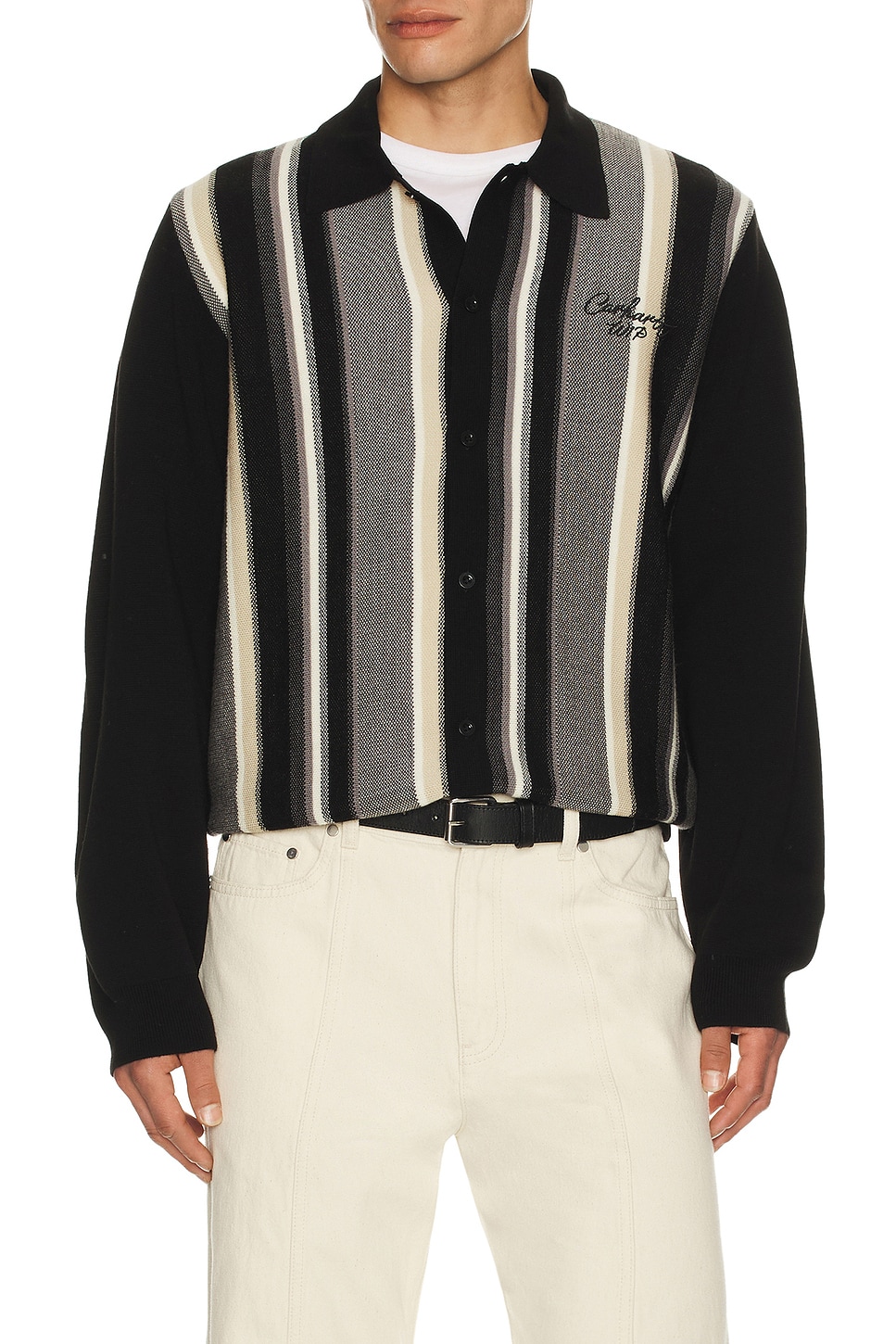 Image 1 of Carhartt WIP Bainter Cardigan in Bainter Stripe & Graphite