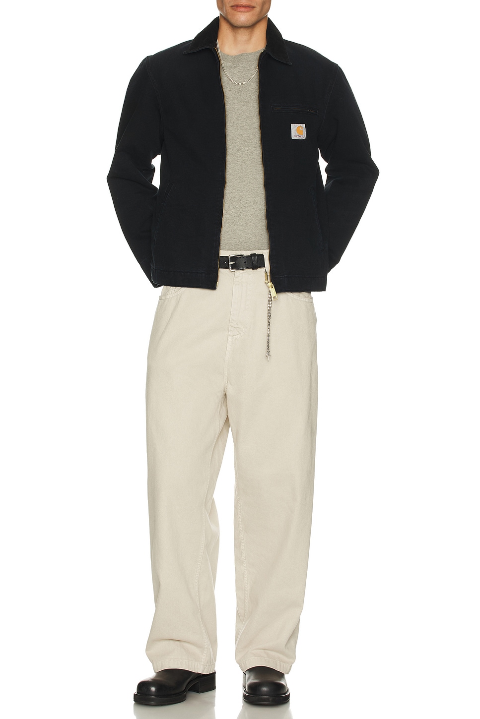 Image 1 of Carhartt WIP Detroit Jacket in Stone Canvas Black