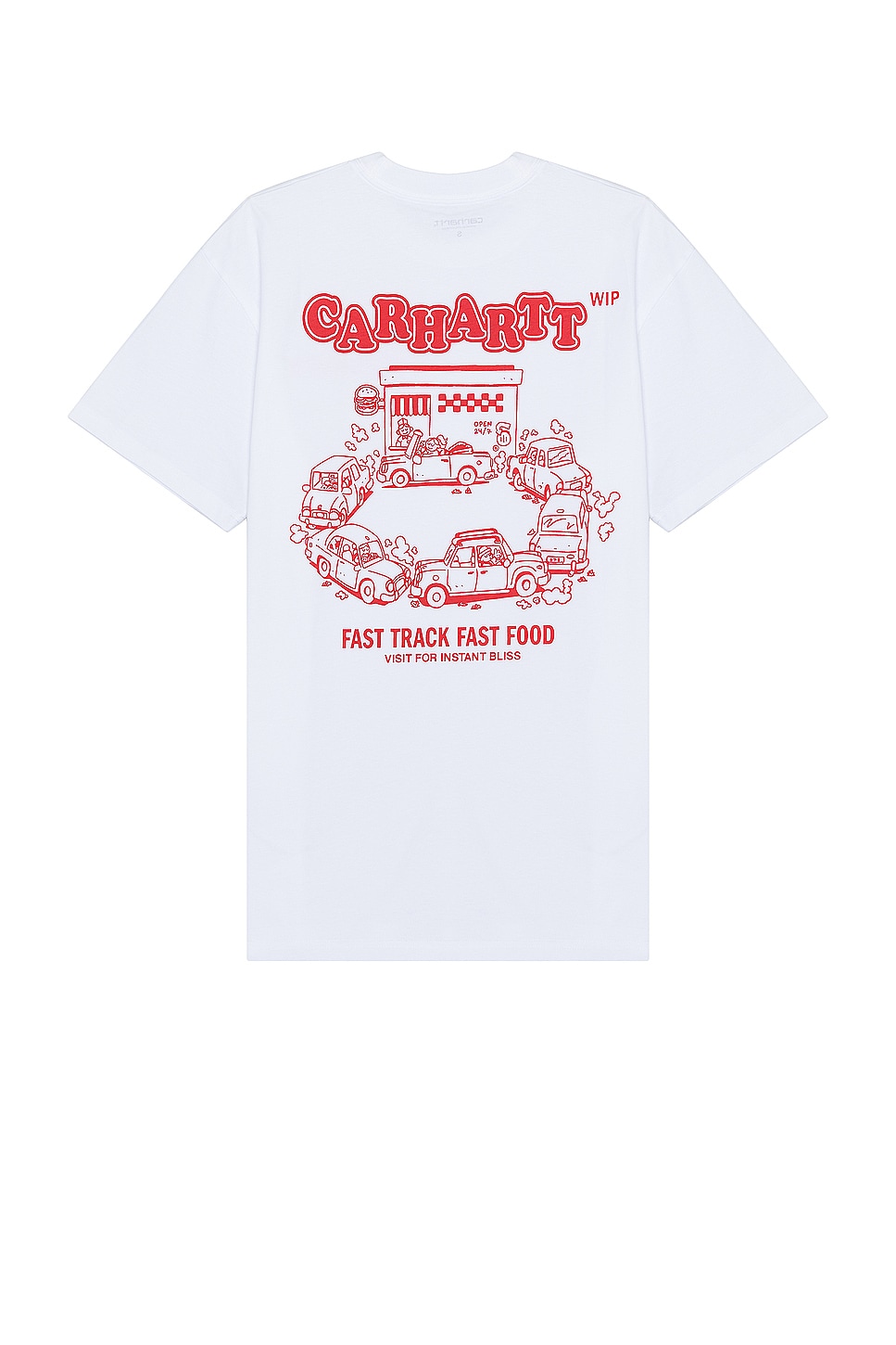 Image 1 of Carhartt WIP Short Sleeve Fast Food T-shirt in White & Red