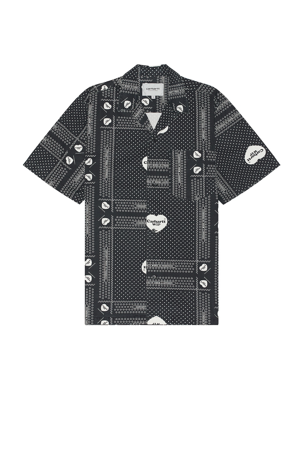 Image 1 of Carhartt WIP Short Sleeve Heart Bandana Shirt in Heart Bandana Print & Black